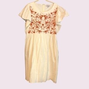 Polagram White Dress with Embroidery and Pockets!